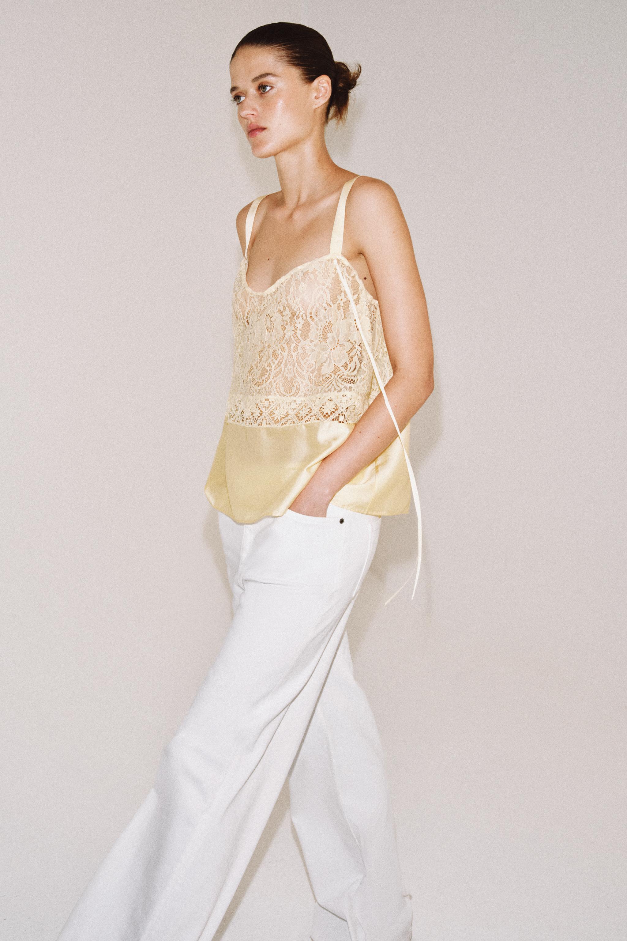 ZW COLLECTION SATIN EFFECT LACE TOP
